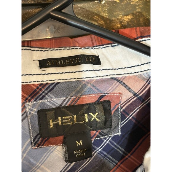 Helix Authentic Fit Medium Red Plaid Button Up Cowboy Rodeo Country Ranch - Picture 4 of 8